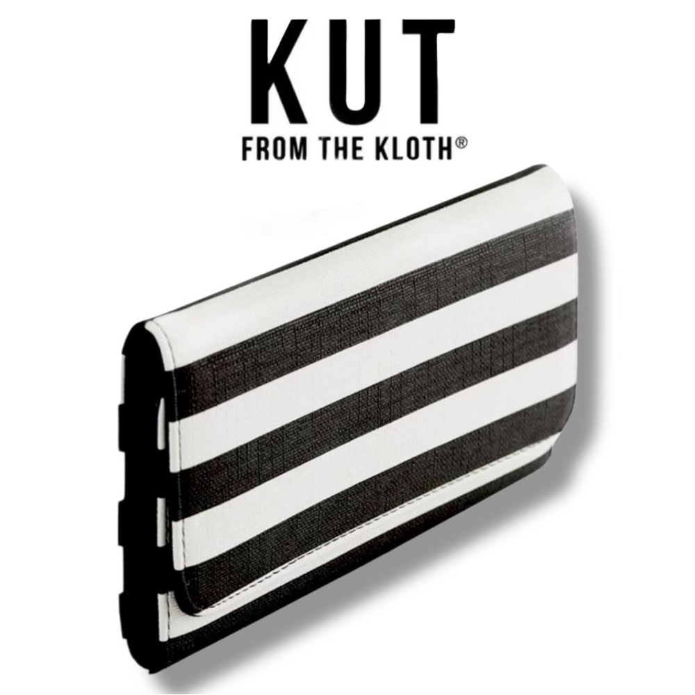 Kut from the Kloth Black/White Striped Trifold Clutch Wallet